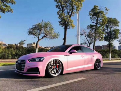 Pink Audi A5 airstruts loading case display